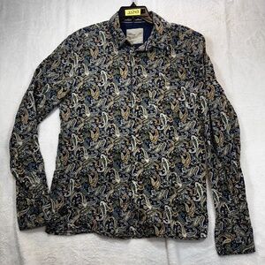 Revolution Dress Shirt Mens Size Large Paisley Dress Shirt Preppy 70s Long Sleev
